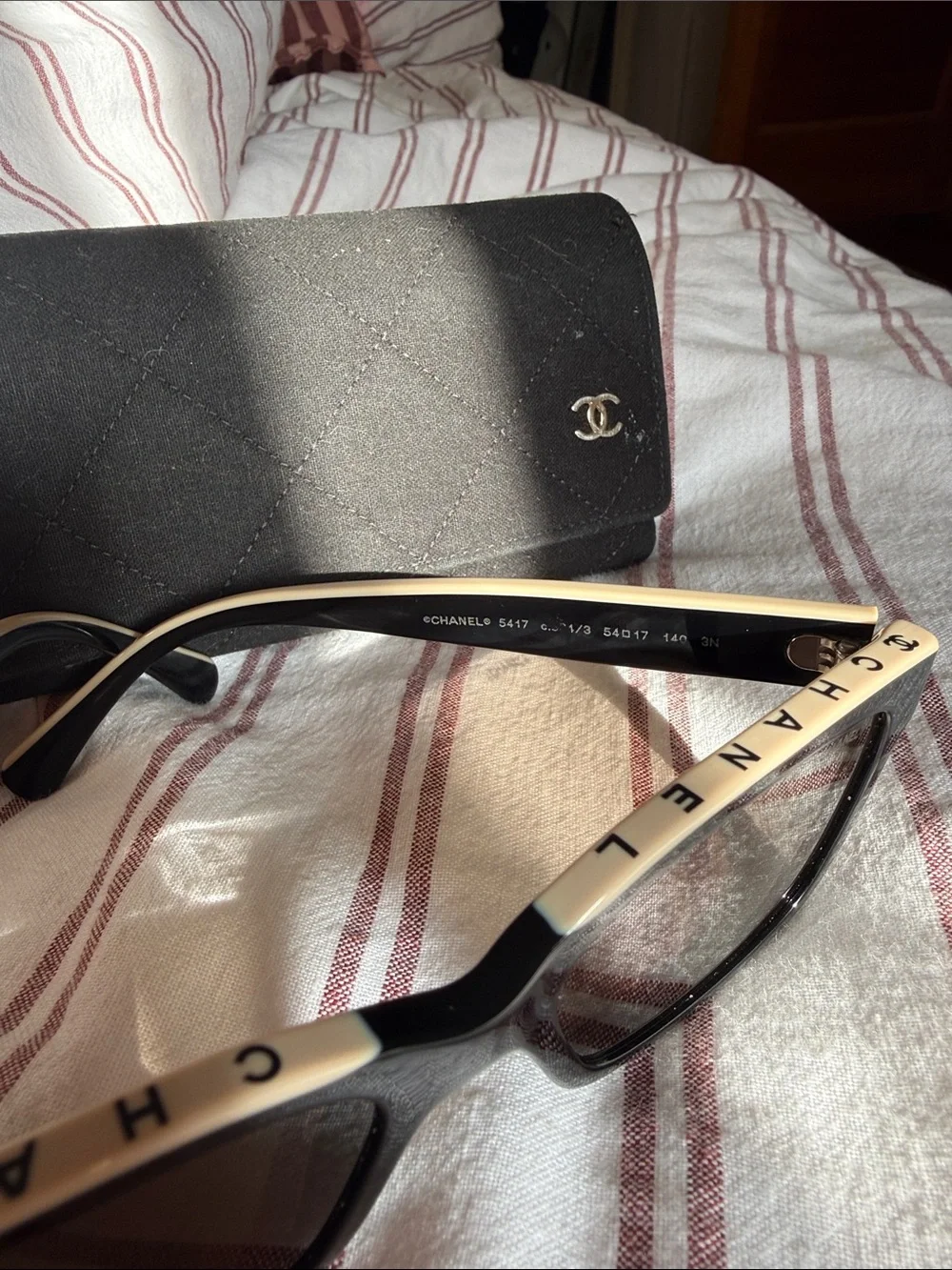CHANEL Black Sunglasses with beige Trim - Classic Square Frame